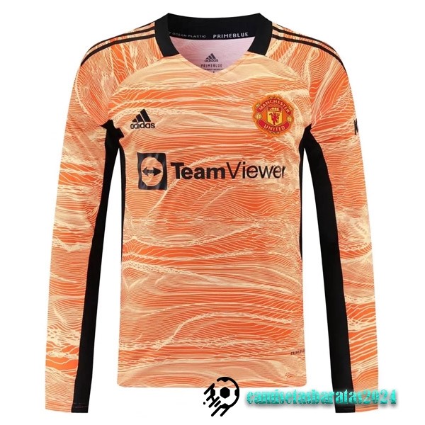 Replicas Camiseta Manga Larga Portero Manchester United 2021 2022 Naranja