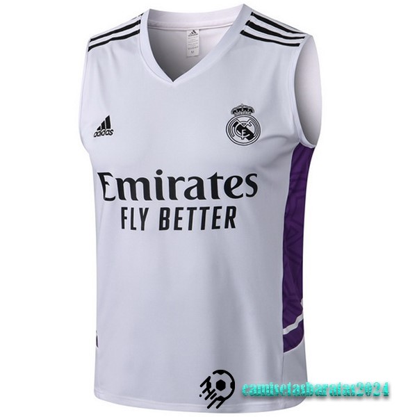 Replicas Camiseta Sin Mangas Real Madrid 2022 2023 Blanco Negro Purpura