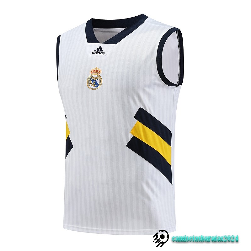 Replicas Camiseta Sin Mangas Real Madrid 2023 2024 Blanco Amarillo