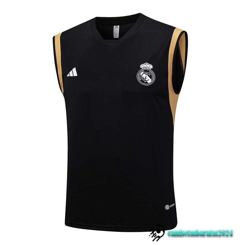 Replicas Camiseta Sin Mangas Real Madrid 2023 2024 Negro Amarillo