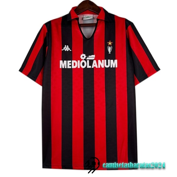 Replicas Casa Camiseta AC Milan Retro 1988 1990 Rojo Negro