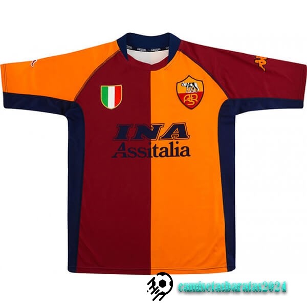 Replicas Casa Camiseta As Roma Retro 2001 2002 Naranja