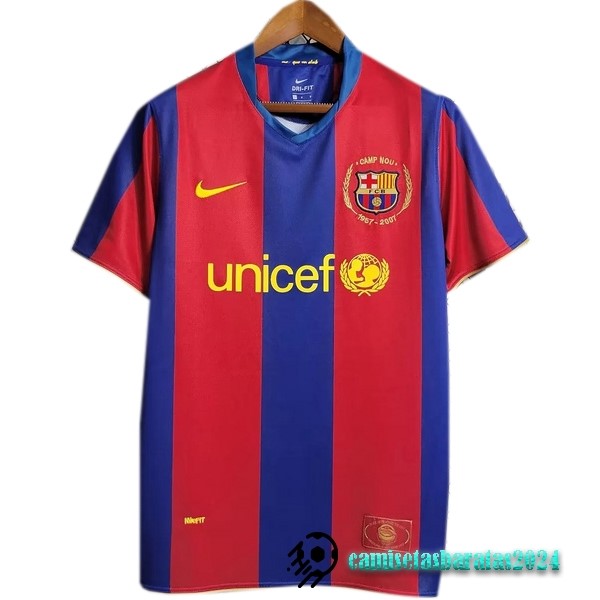 Replicas Casa Camiseta Barcelona Retro 2007 2008 Azul Rojo