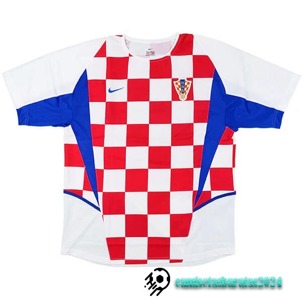 Replicas Casa Camiseta Croacia Retro 2002 Blanco Rojo