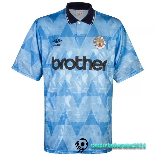 Replicas Casa Camiseta Manchester City Retro 1989 Azul