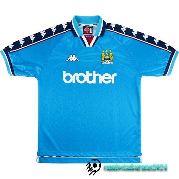 Replicas Casa Camiseta Manchester City Retro 1997 1999 Azul