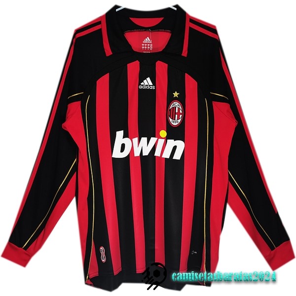 Replicas Casa Camiseta Manga Larga AC Milan Retro 2006 2007 Rojo