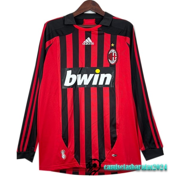 Replicas Casa Camiseta Manga Larga AC Milan Retro 2007 2008 Rojo