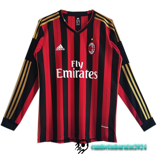 Replicas Casa Camiseta Manga Larga AC Milan Retro 2013 2014 Rojo