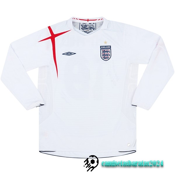 Replicas Casa Camiseta Manga Larga Inglaterra Retro 2006 Blanco