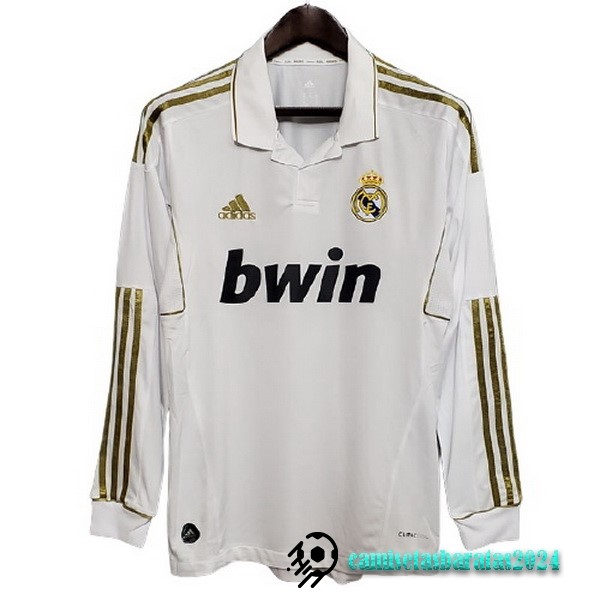 Replicas Casa Camiseta Manga Larga Real Madrid Retro 2011 2012 Blanco