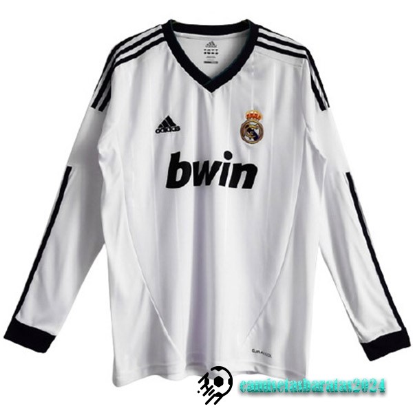 Replicas Casa Camiseta Manga Larga Real Madrid Retro 2012 2013 Blanco