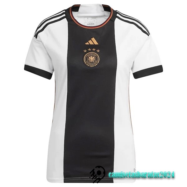 Replicas Casa Camiseta Mujer Alemania 2022 Blanco Negro