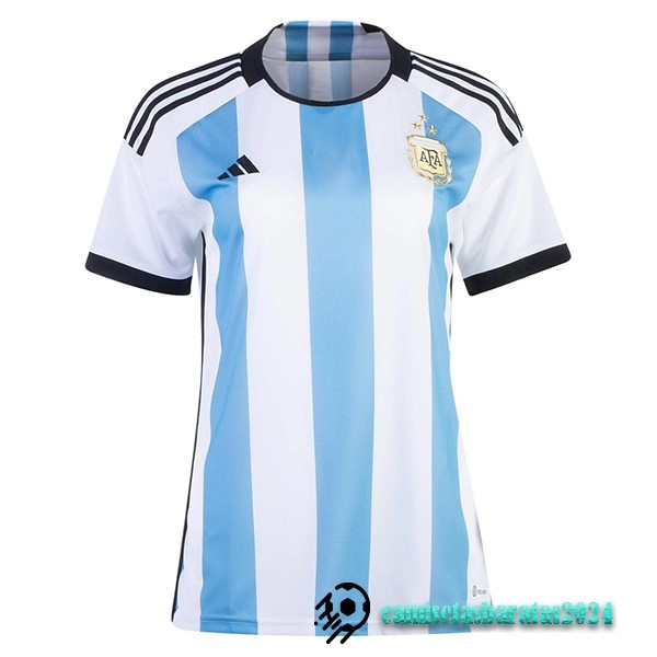 Replicas Casa Camiseta Mujer Argentina 3 Stars 2022 Azul Blanco
