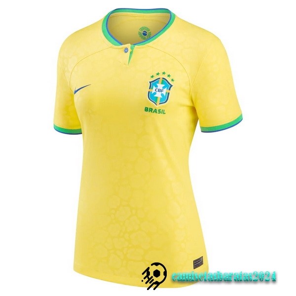 Replicas Casa Camiseta Mujer Brasil 2022 Amarillo