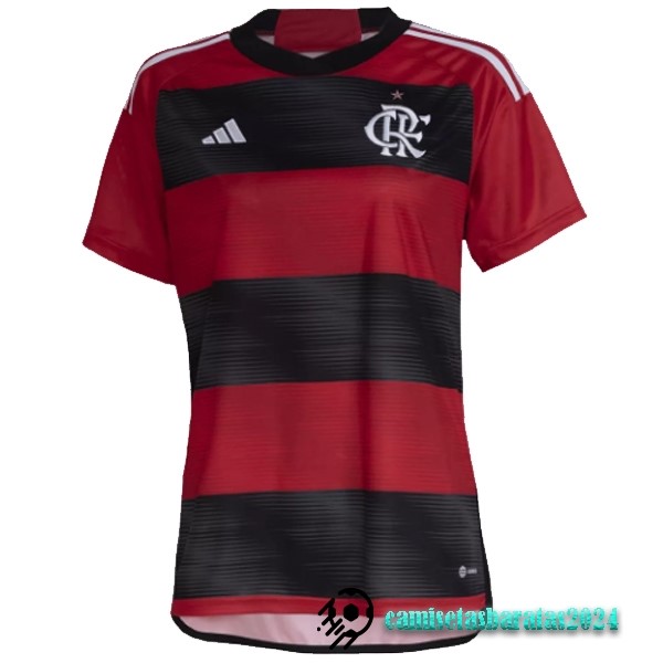 Replicas Casa Camiseta Mujer Flamengo 2023 2024 Rojo Negro