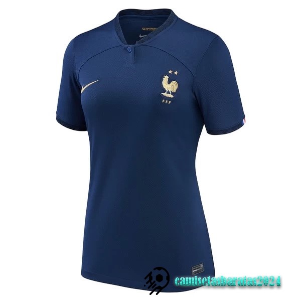 Replicas Casa Camiseta Mujer Francia 2022 Azul