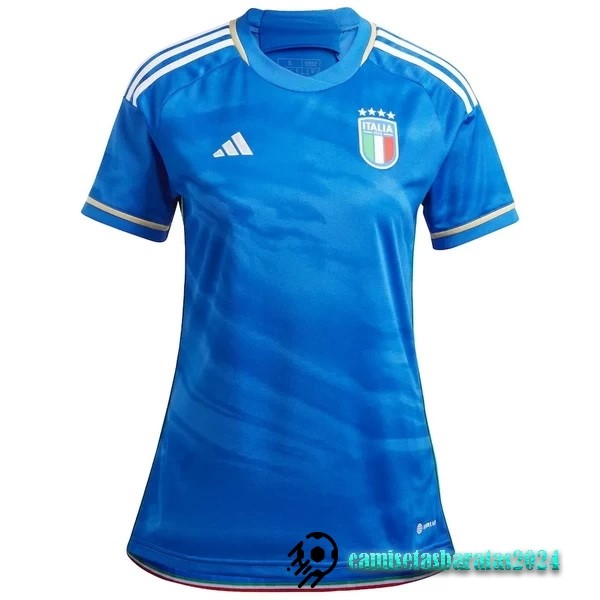 Replicas Casa Camiseta Mujer Italia 2023 Azul