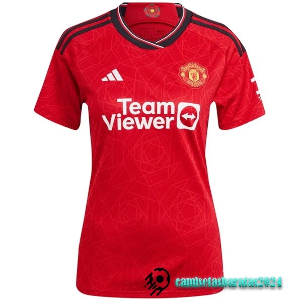 Replicas Casa Camiseta Mujer Manchester United 2023 2024 Rojo