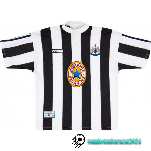 Replicas Casa Camiseta Newcastle United Retro 1995 1997 Negro Blanco