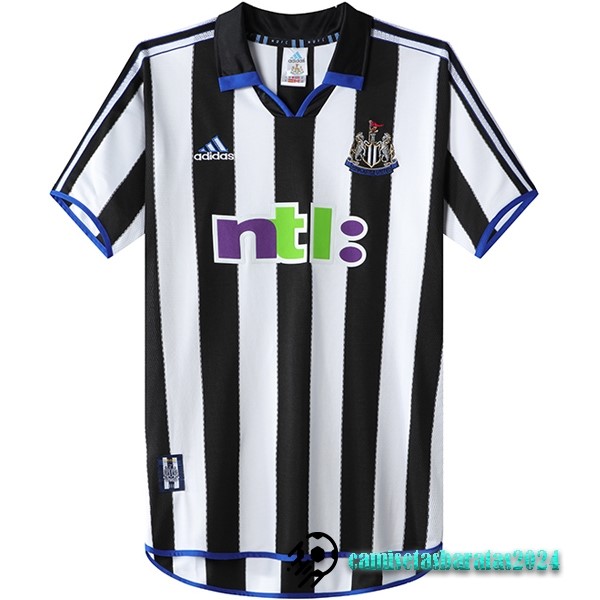 Replicas Casa Camiseta Newcastle United Retro 2000 2001 Negro Blanco