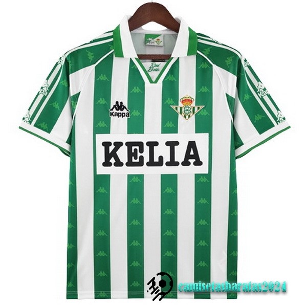 Replicas Casa Camiseta Real Betis Retro 1996 1997 Verde Blanco