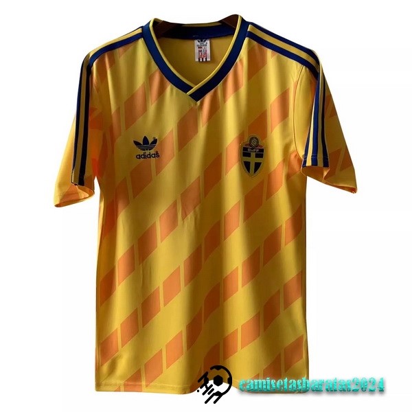 Replicas Casa Camiseta Suecia Retro 1988 Amarillo