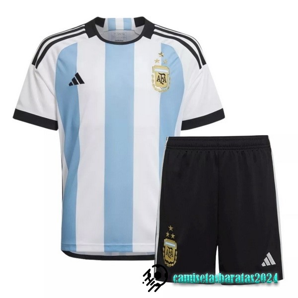 Replicas Casa Conjunto De Niños Argentina 3 Stars 2022 Azul Blanco