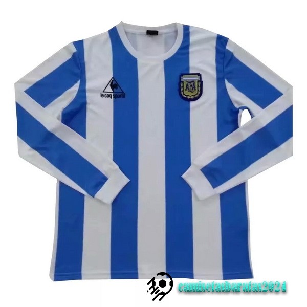 Replicas Casa Manga Larga Argentina Retro 1986 Azul