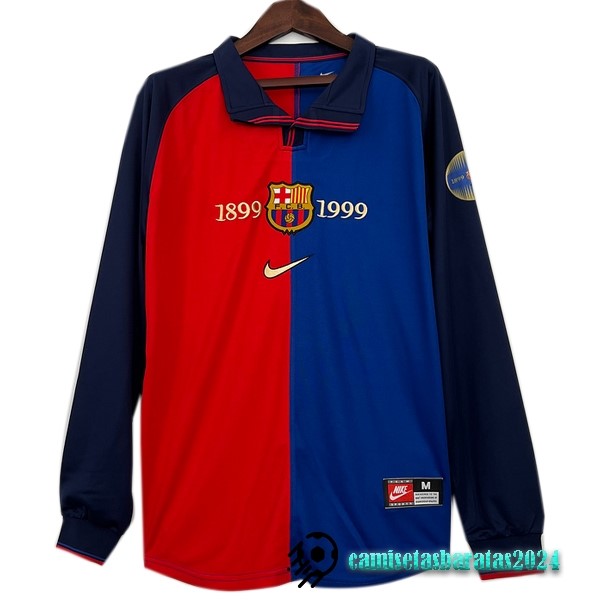 Replicas Casa Manga Larga Barcelona Retro 1899 1999 Azul Rojo