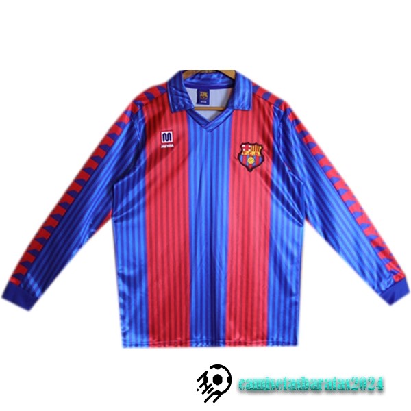 Replicas Casa Manga Larga Barcelona Retro 1991 1992 Azul Rojo