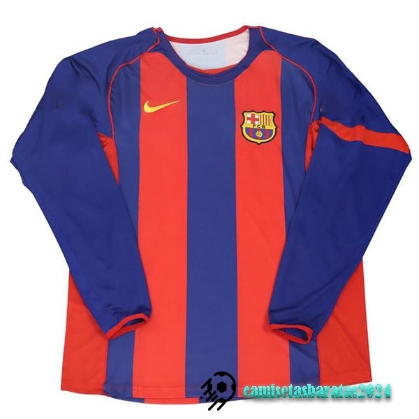 Replicas Casa Manga Larga Barcelona Retro 2004 2005 Azul Rojo