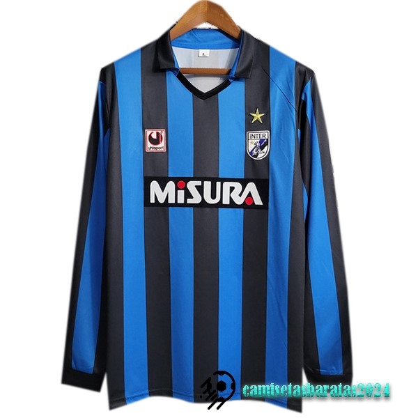 Replicas Casa Manga Larga Inter Milán Retro 1988 1989 Azul