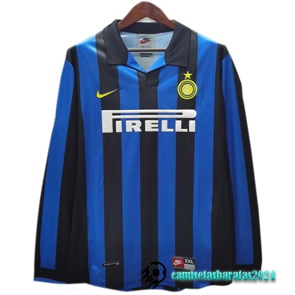 Replicas Casa Manga Larga Inter Milán Retro 1998 1999 Azul