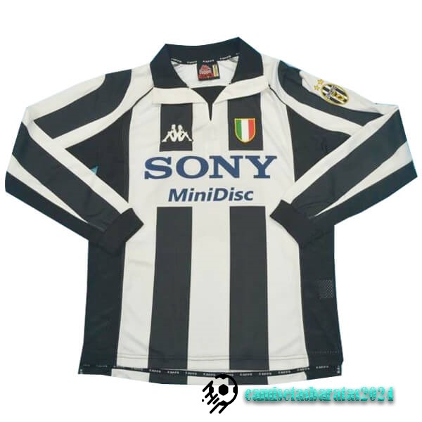 Replicas Casa Manga Larga Juventus Retro 1997 1998 Negro Blanco