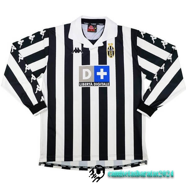 Replicas Casa Manga Larga Juventus Retro 1999 2000 Negro Blanco