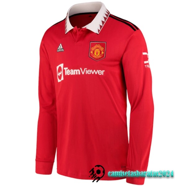 Replicas Casa Manga Larga Manchester United 2022 2023 Rojo