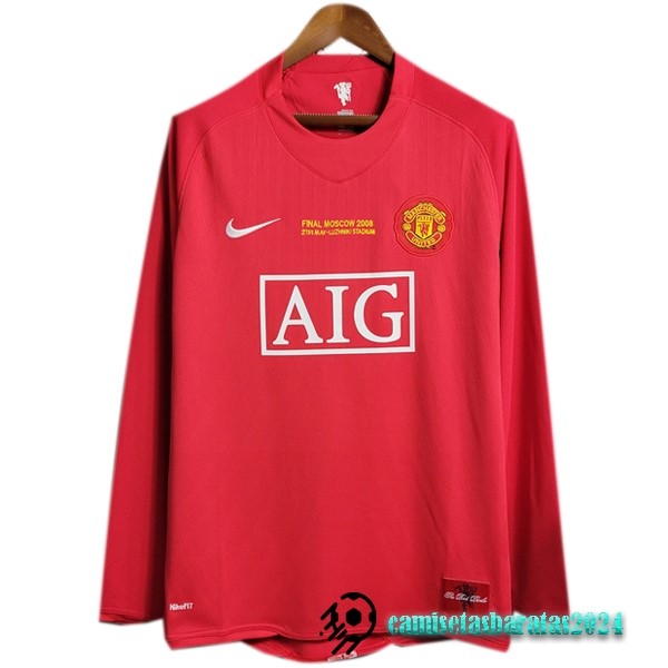 Replicas Casa Manga Larga Manchester United Finales Retro 2007 2008 Rojo