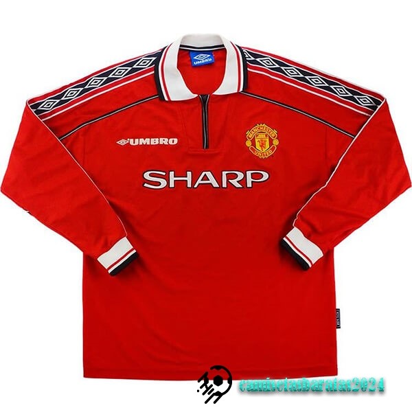 Replicas Casa Manga Larga Manchester United Retro 1998 1999 Rojo