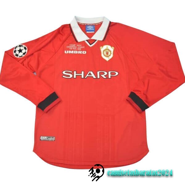 Replicas Casa Manga Larga Manchester United Retro 1999 Rojo