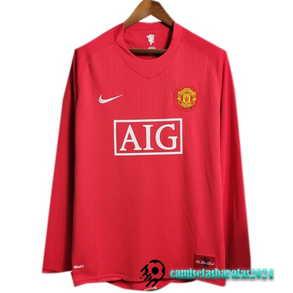 Replicas Casa Manga Larga Manchester United Retro 2007 2008 Rojo