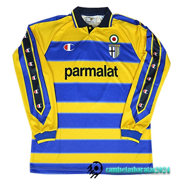 Replicas Casa Manga Larga Parma Retro 1999 2000 Azul Amarillo