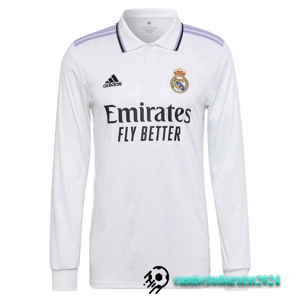 Replicas Casa Manga Larga Real Madrid 2022 2023 Blanco