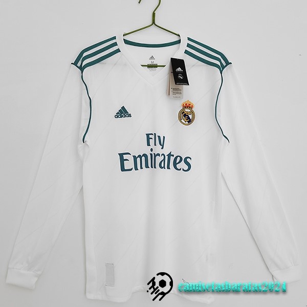 Replicas Casa Manga Larga Real Madrid Retro 2017 2018 Blanco