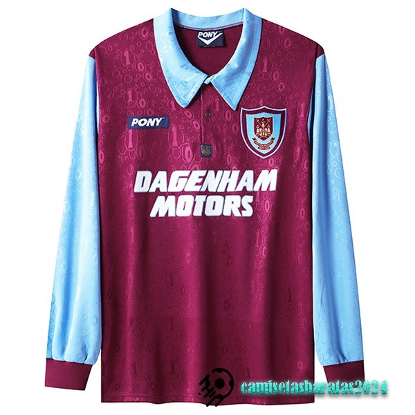 Replicas Casa Manga Larga West Ham United Retro 1995 1997 Rojo