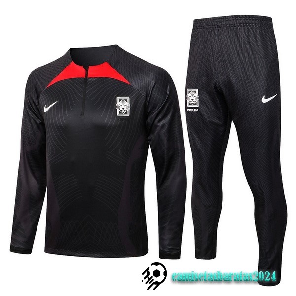 Replicas Chandal Corea 2022 Negro Rojo