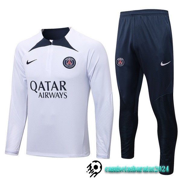 Replicas Chandal Niños Paris Saint Germain 2022 2023 Blanco Azul Marino