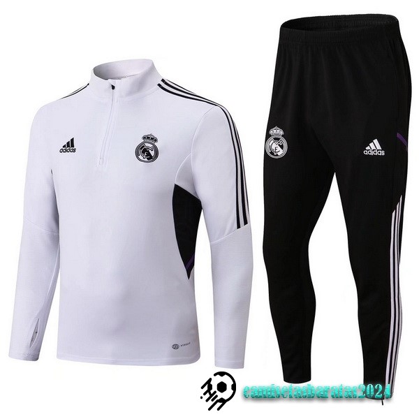 Replicas Chandal Niños Real Madrid 2022 2023 Blanco II Negro