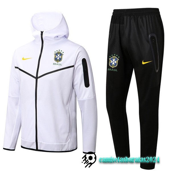 Replicas Chaqueta Con Capucha Brasil 2022 Blanco Negro