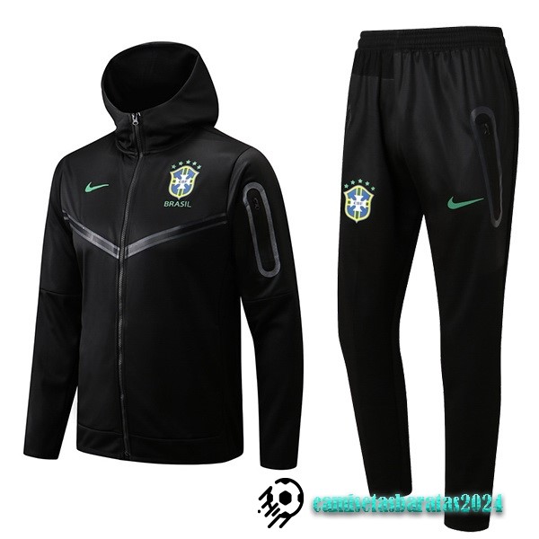 Replicas Chaqueta Con Capucha Brasil 2022 Negro